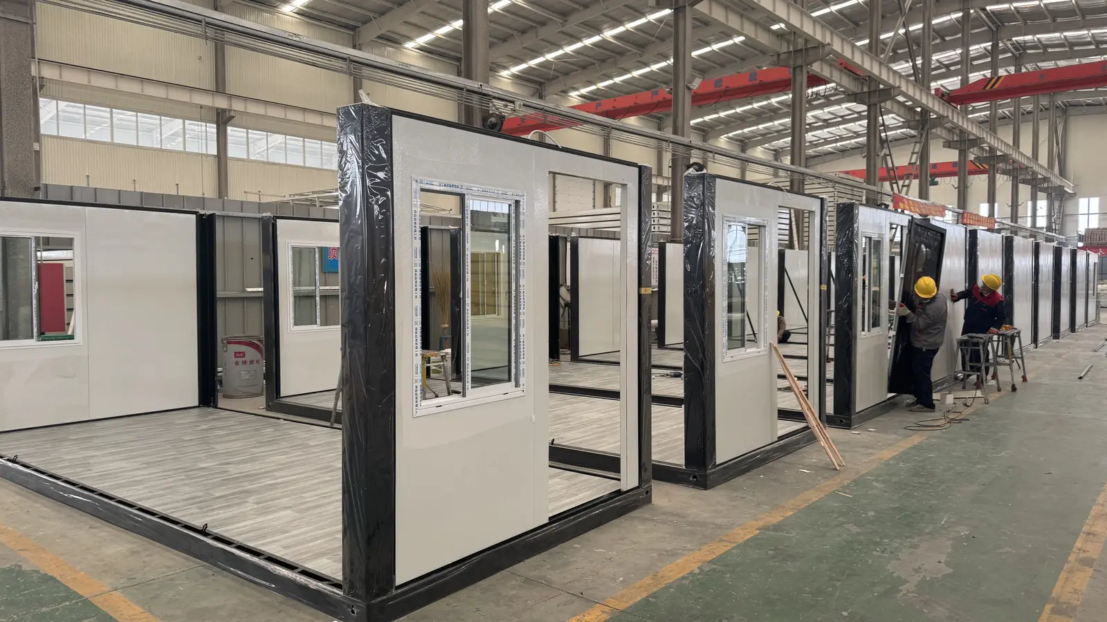 Modular building assembly on the factory production line