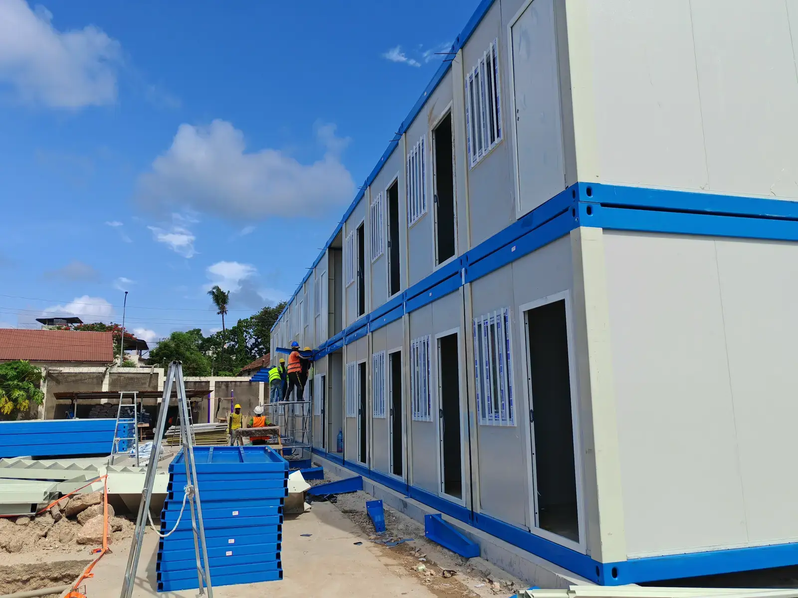 Modular units received and positioned at the project site