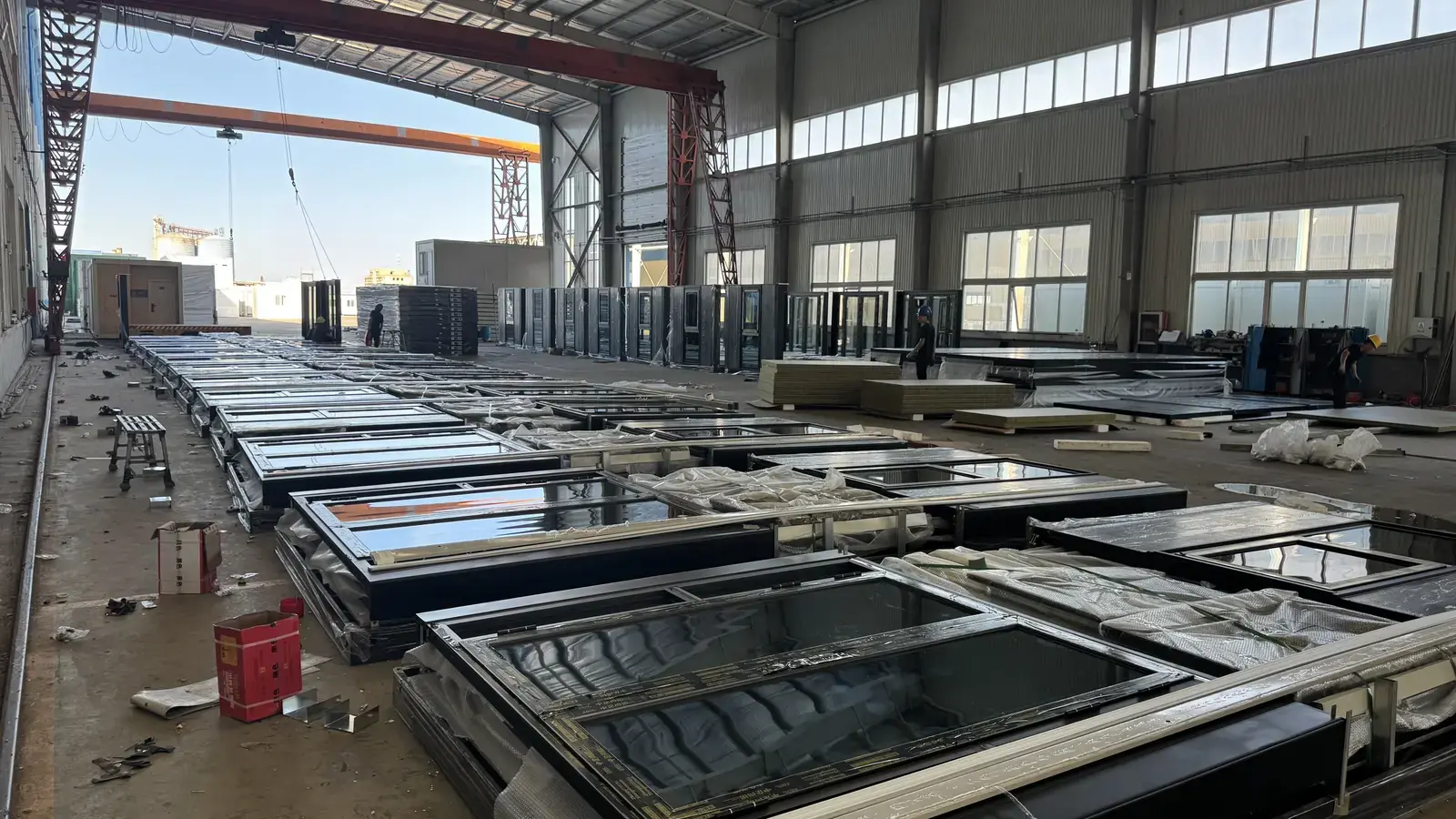 Prepared modular components inside the factory