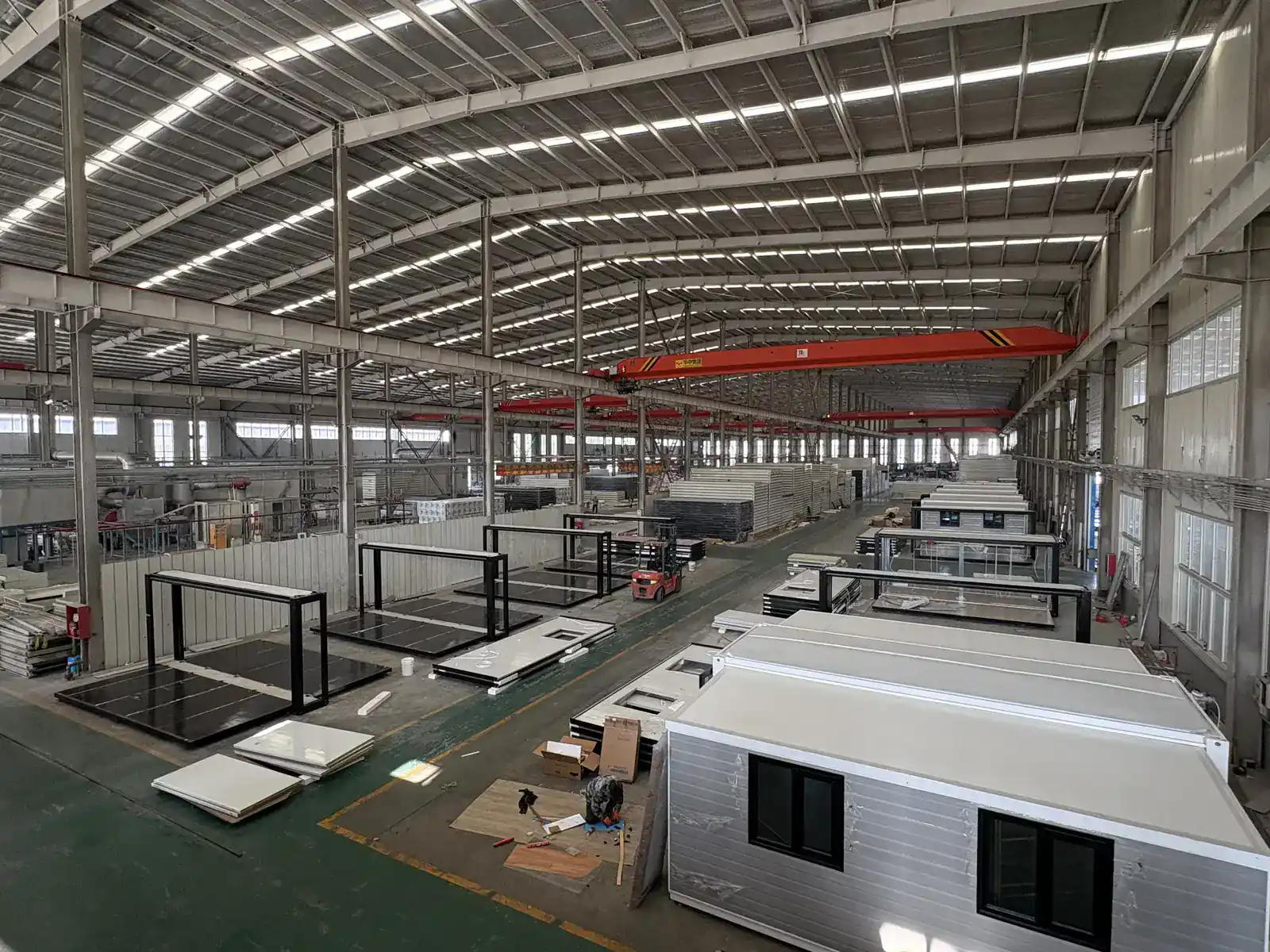 Modular building production inside the factory