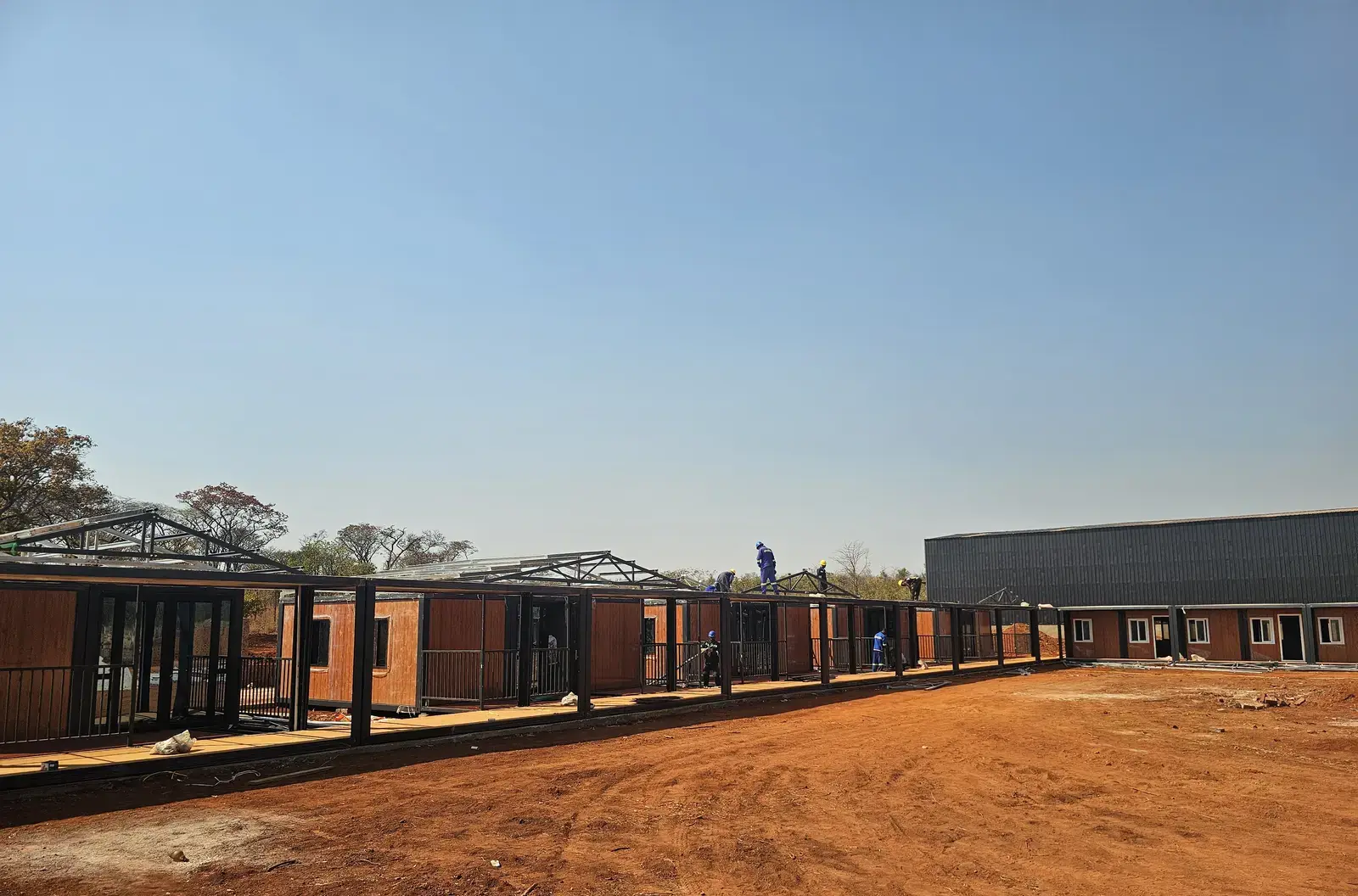 Completed modular buildings at the Zimbabwe project site