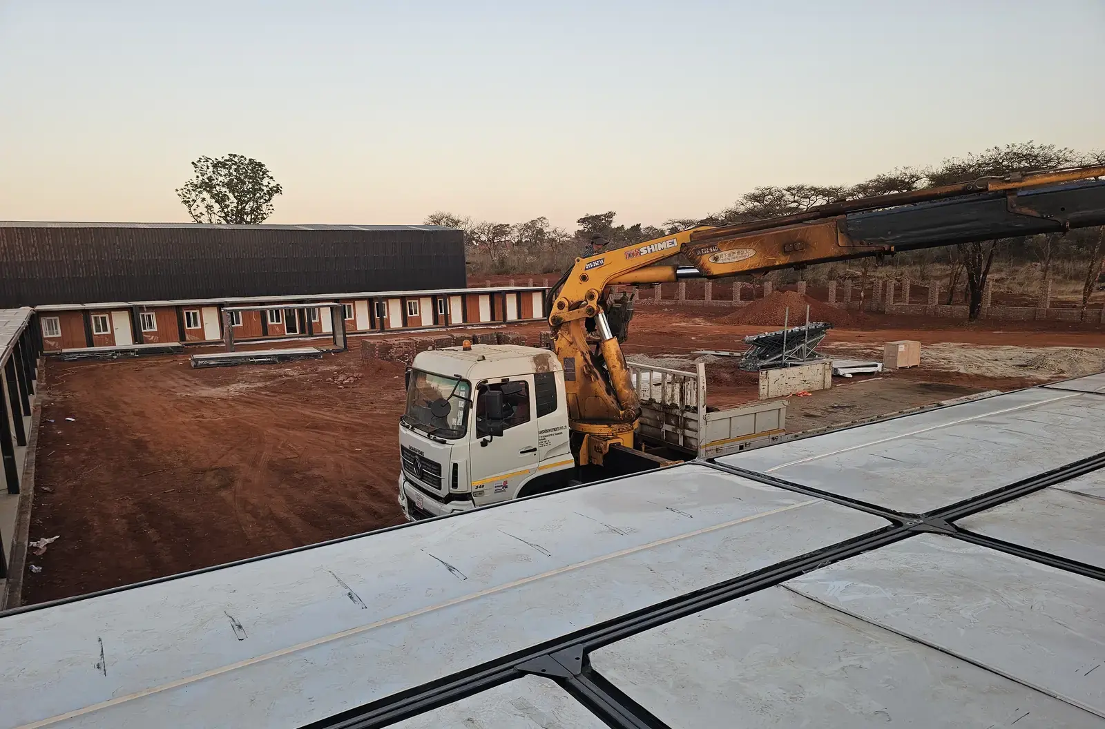 Module lifting and positioning at the Zimbabwe project site