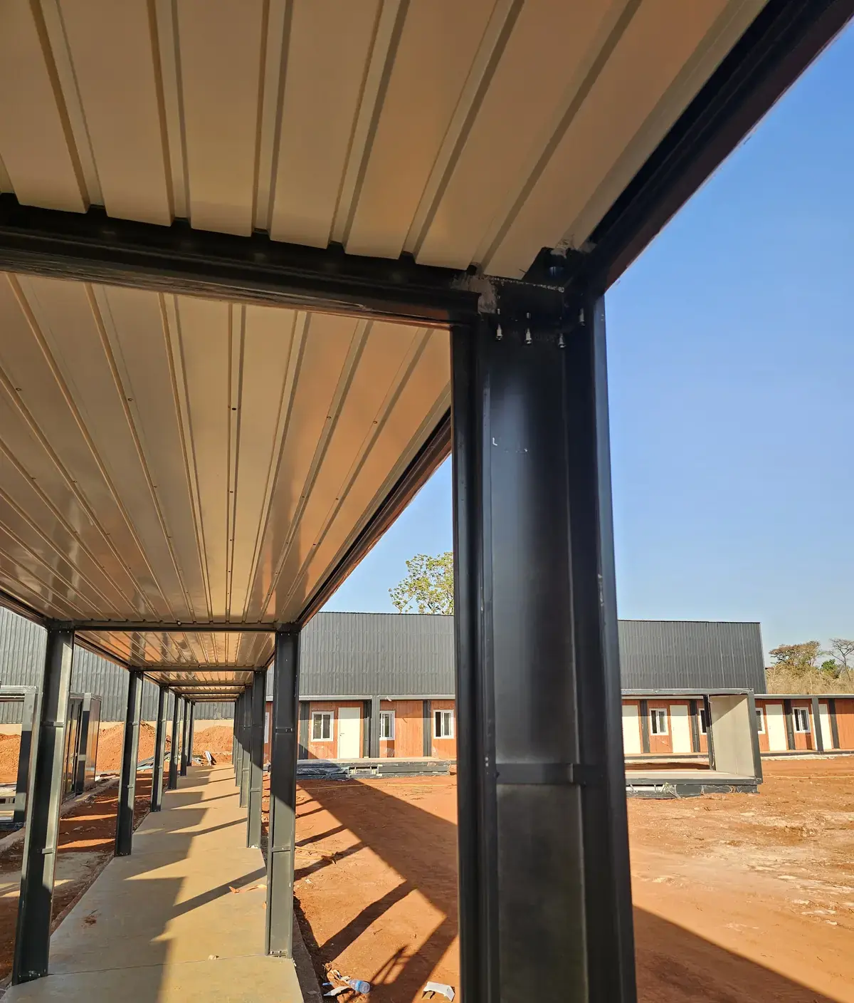 Covered external walkway at the completed Zimbabwe project site