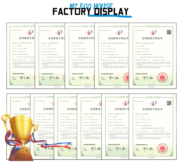 MZ ECO HOUSE company certificate and patent display