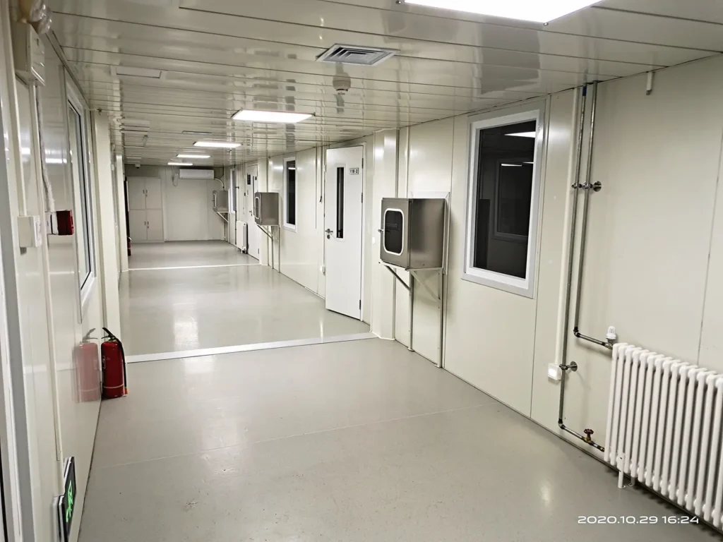 Internal corridor in the Beijing modular clinic