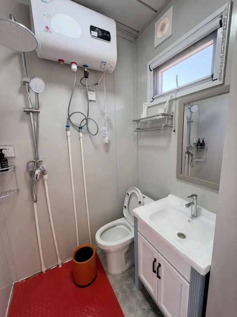 Private bathroom in the Guyuan modular resort hotel