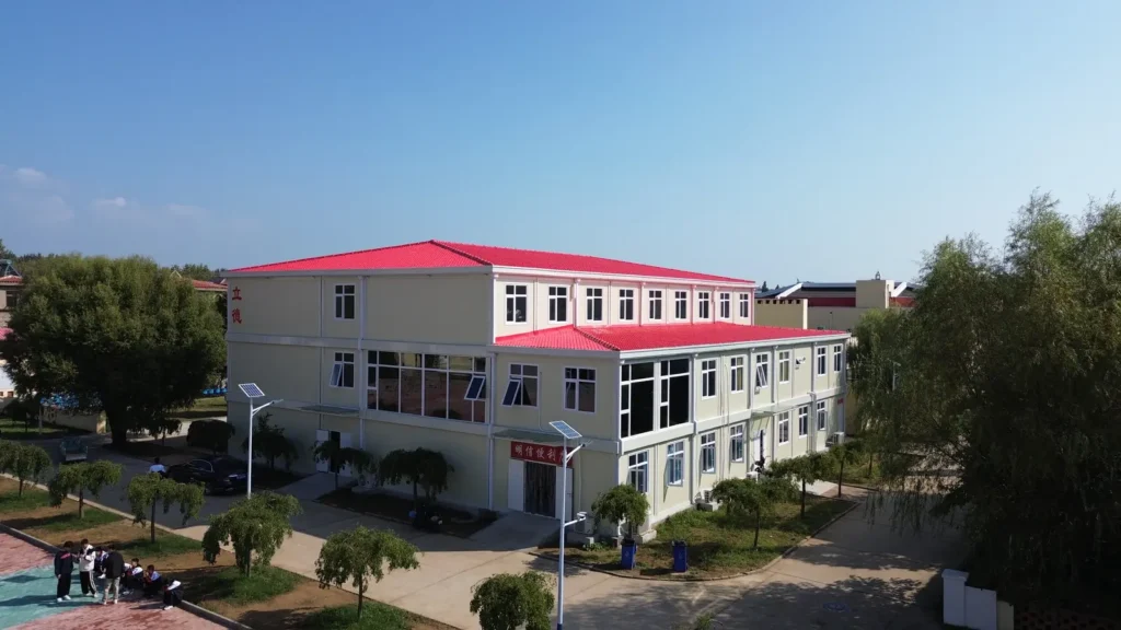 Aerial view of the Qinhuangdao modular school project