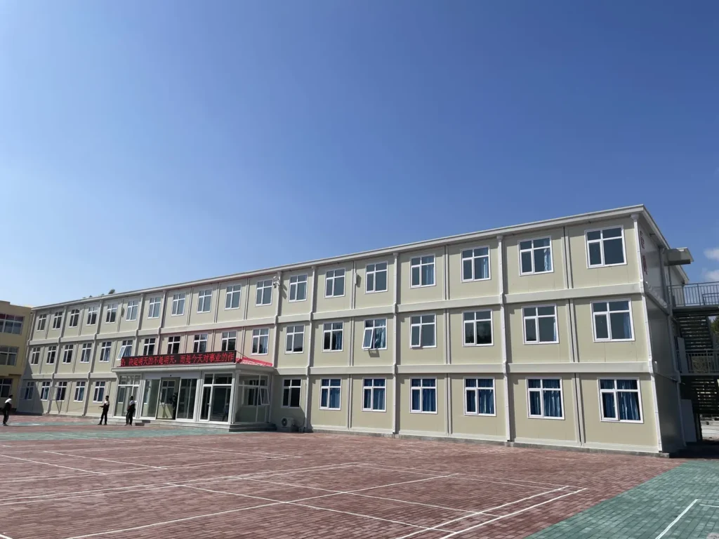 Front elevation of a Qinhuangdao modular teaching building
