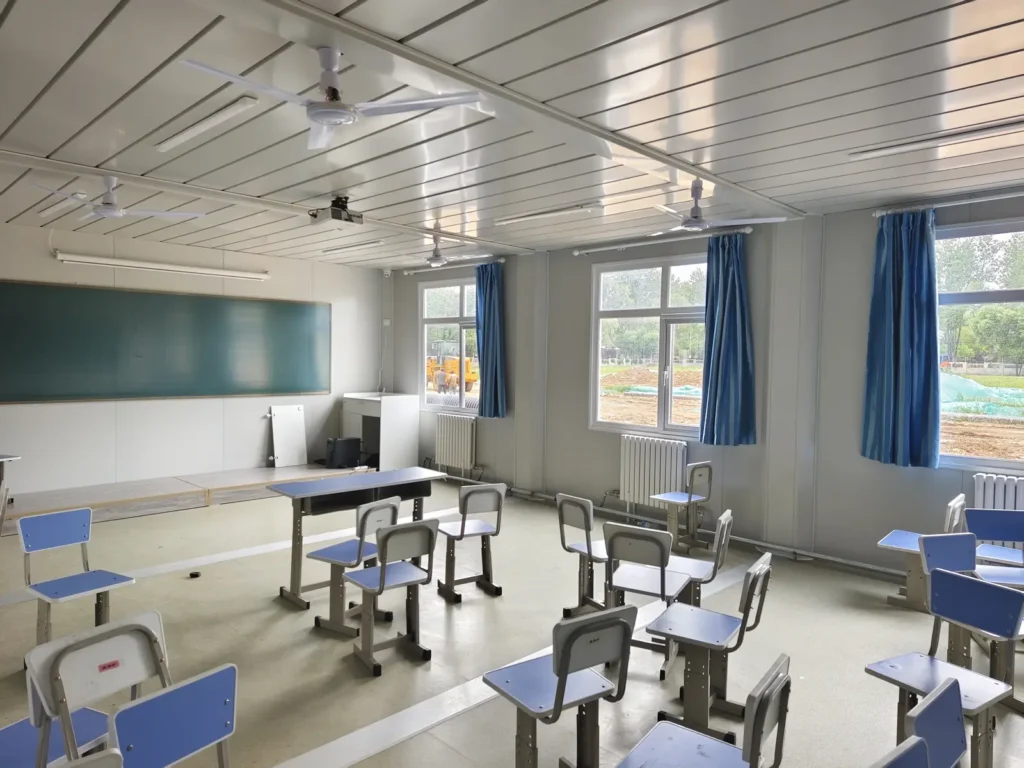 Completed classroom inside the modular vocational school