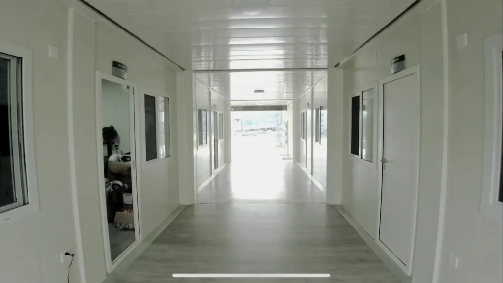 Enclosed corridor inside the modular substation office