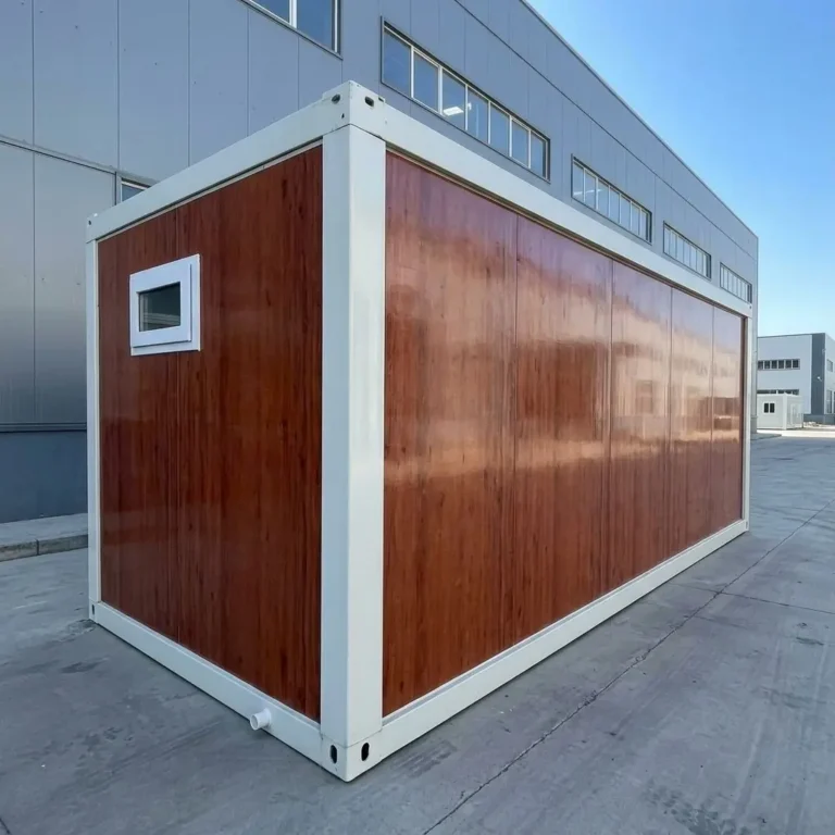 White Frame Wood-Look Container House