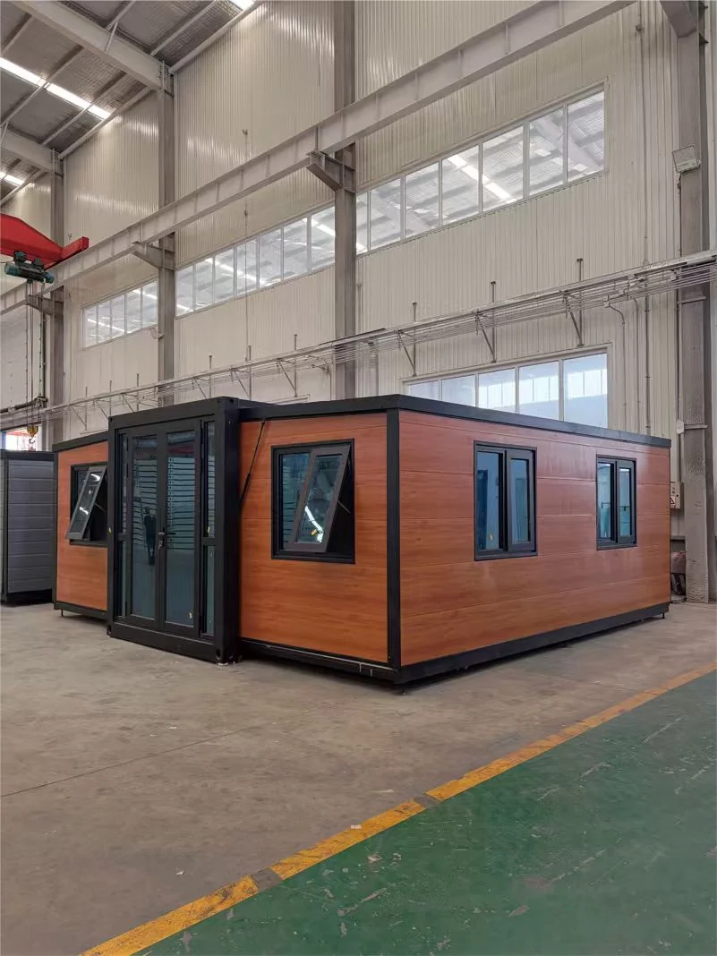 Timber-look expandable container house inside the MZ factory